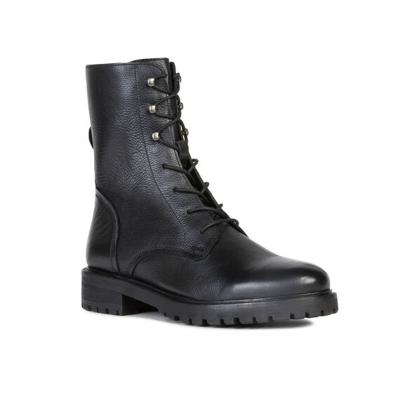 Boots met gekartelde zool en leren bovenwerk, zwart (zwart) Boots met gekartelde zool en leren bovenwerk, zwart (zwart)